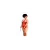 Body en résille rouge grande taille, orné de strass avec menottes assorties – Mapalé